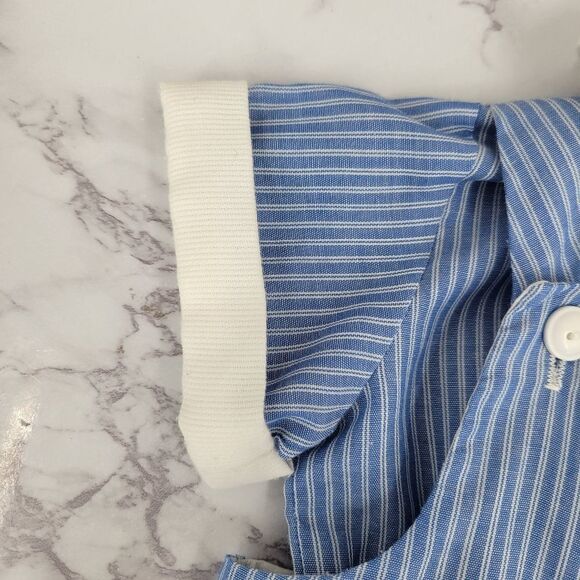 Neiman Marcus Betti Terrell Vintage Blue Striped Baby Romper Windmill Design - Picture 4 of 13